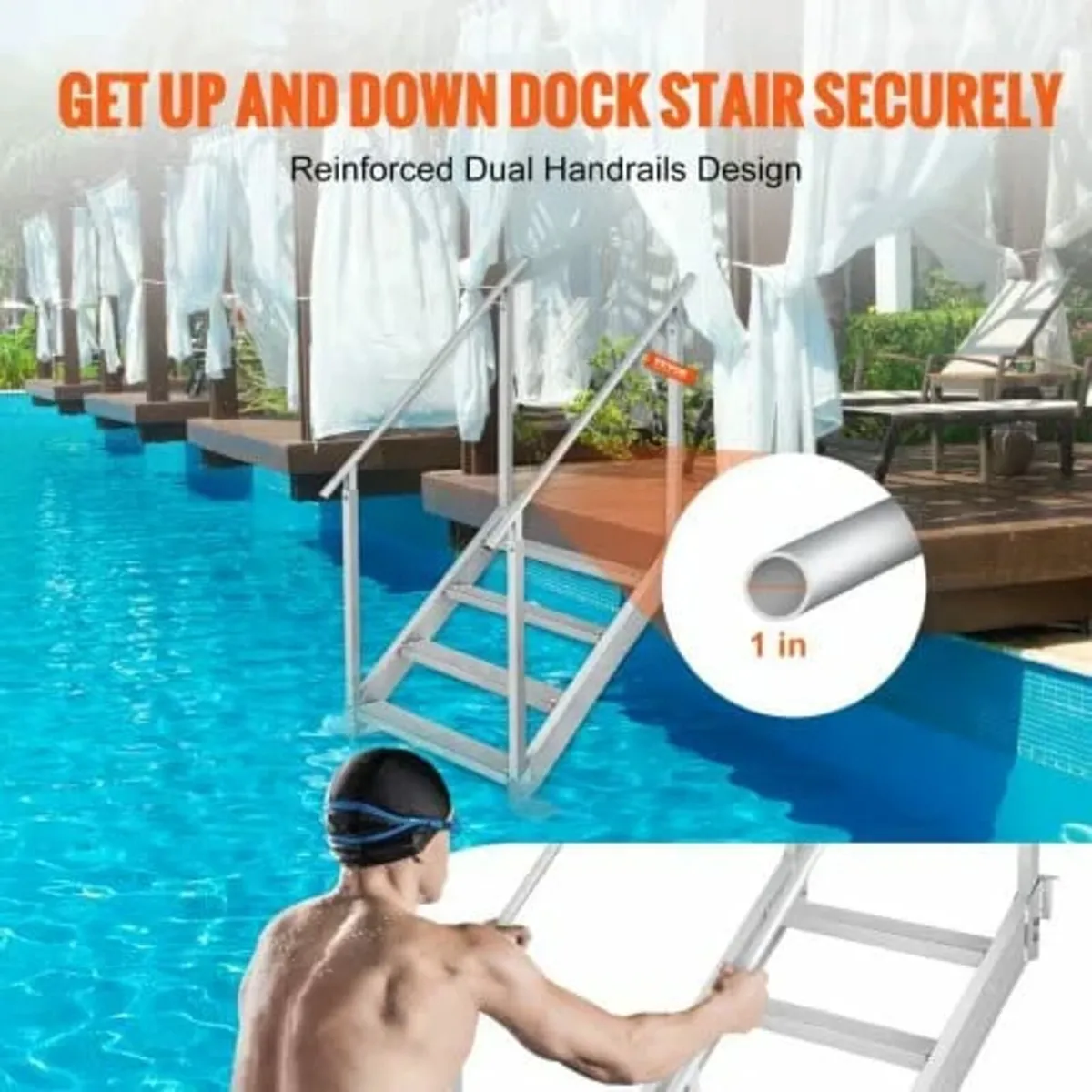 Dock Ladder 4 Step, Dock Stairs 30''-38'' Adjustab - Image 3