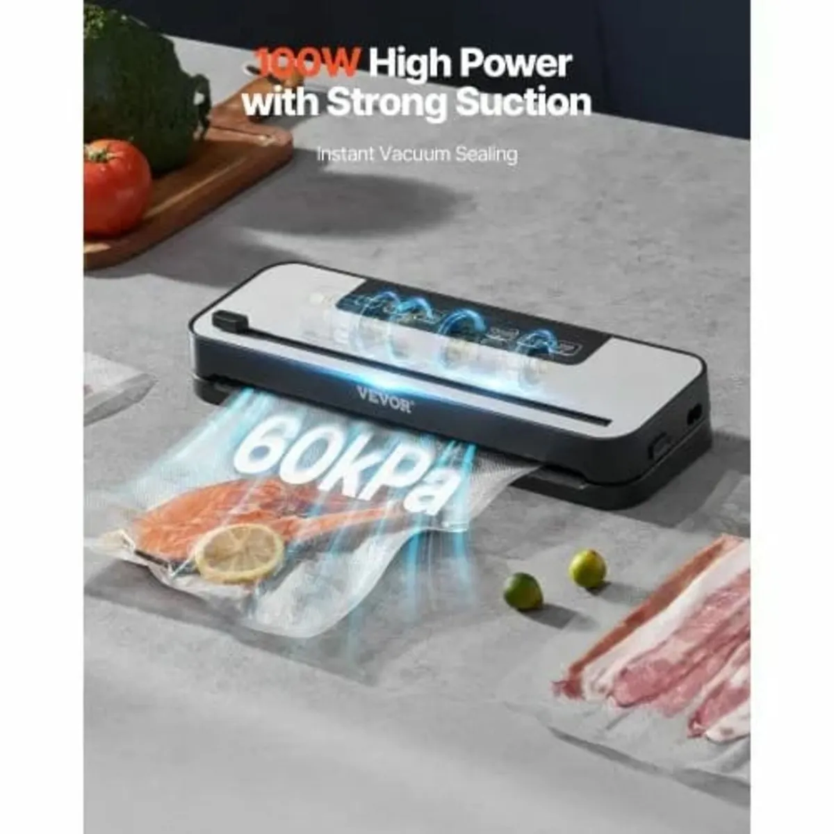 Vacuum Sealer Machine, 60Kpa 100W Powerful Food Se - Image 2