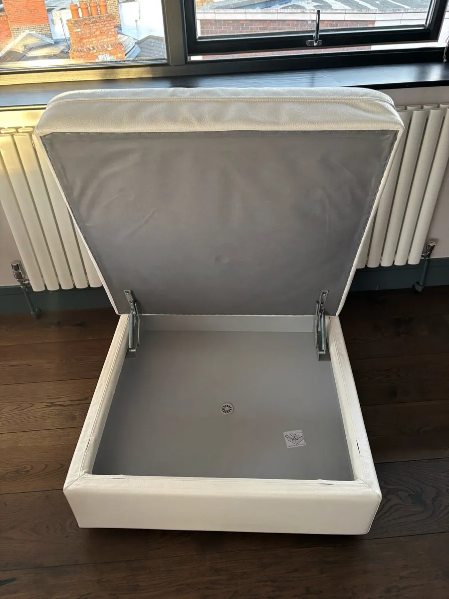 White leather footstool - Image 1