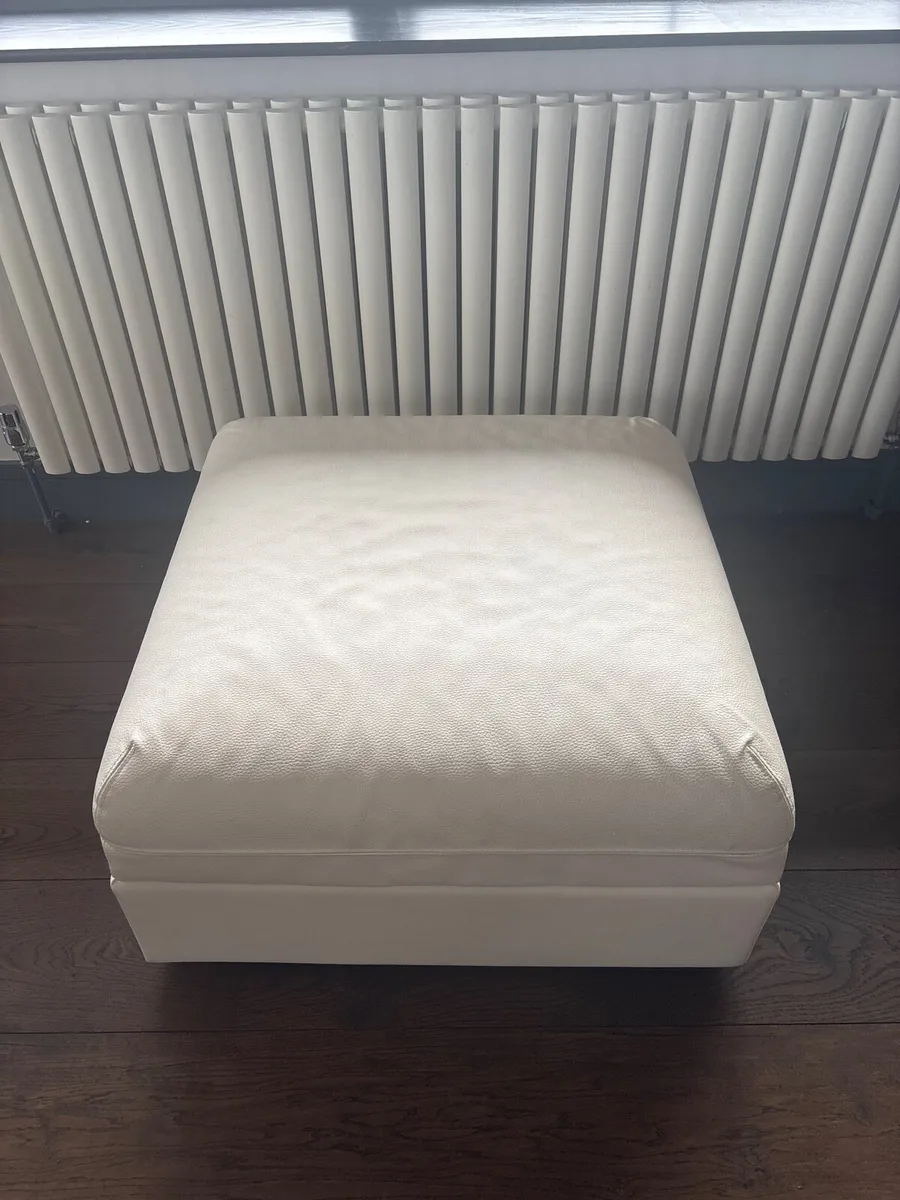 White leather footstool - Image 2