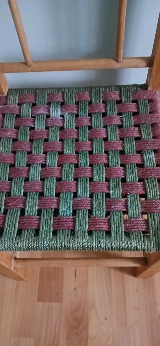 Vintage Childrens Chair with Woven Rope Seat - Image 2