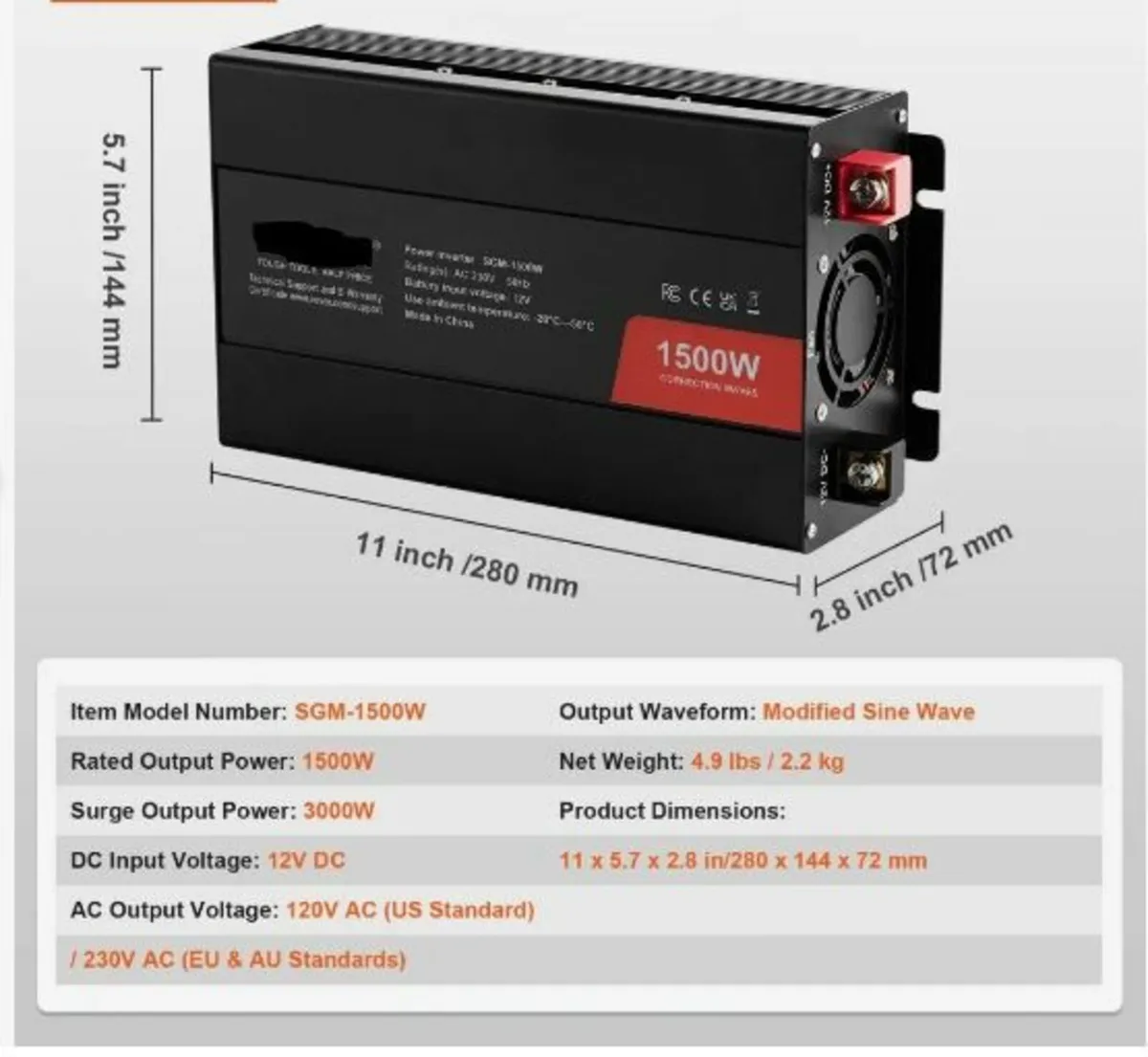 Modified Sine Wave Inverter, 1500W - Image 4