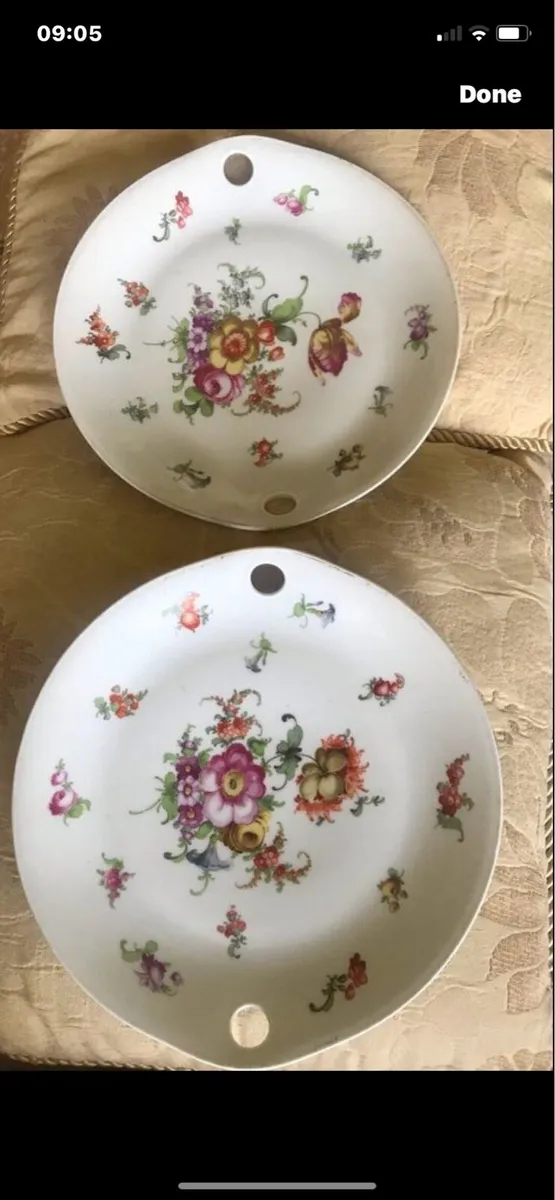 Antique Hand Painted Meissen Plate Set - Image 1