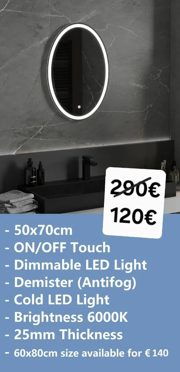 LED Bathroom Mirror 50x70cm - Image 1