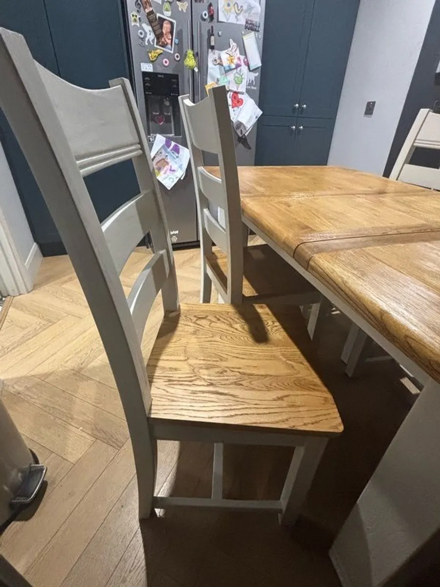 Cream Solid Oak Extendable Dining Table & 4 chairs - Image 1