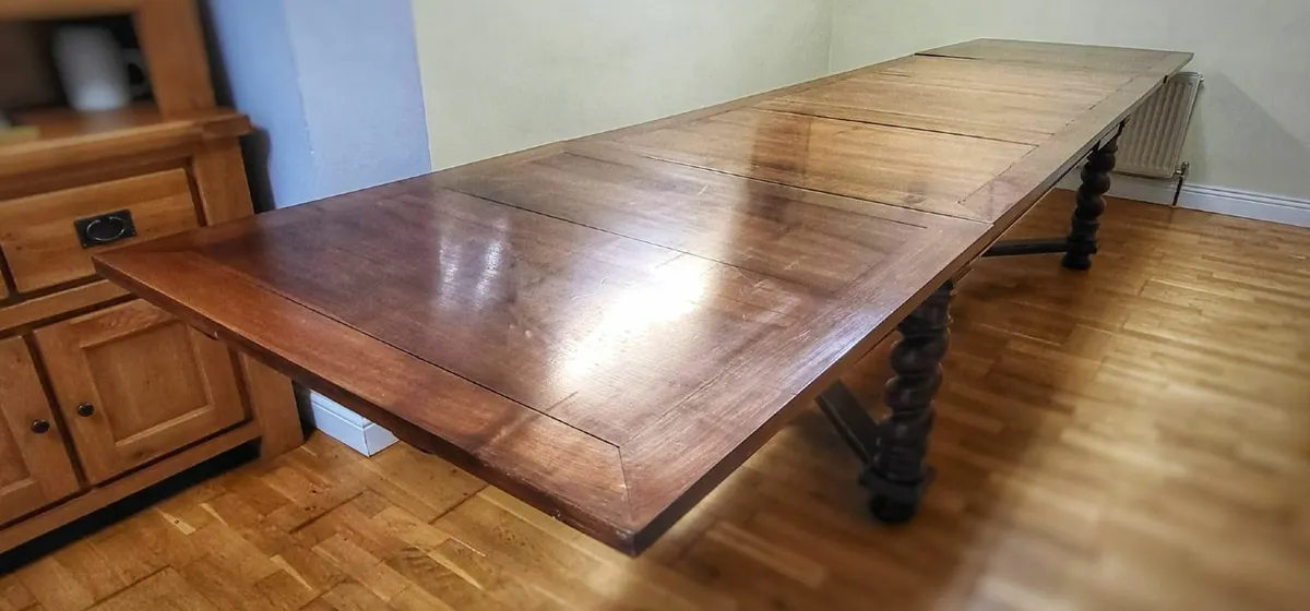 12 seater table,  Luis the 13th solid oak , - Image 1