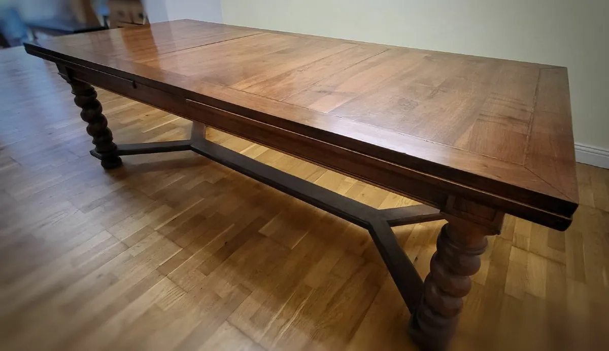 12 seater table,  Luis the 13th solid oak , - Image 3