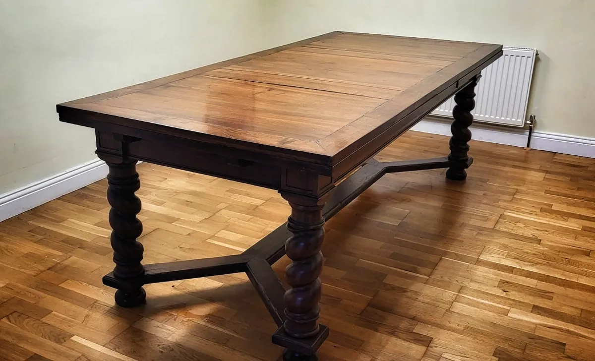 12 seater table,  Luis the 13th solid oak , - Image 4
