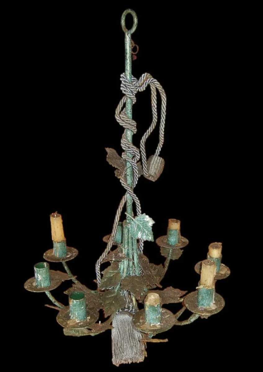 Vintage Metal Ceiling Candle Chandelier - Image 1