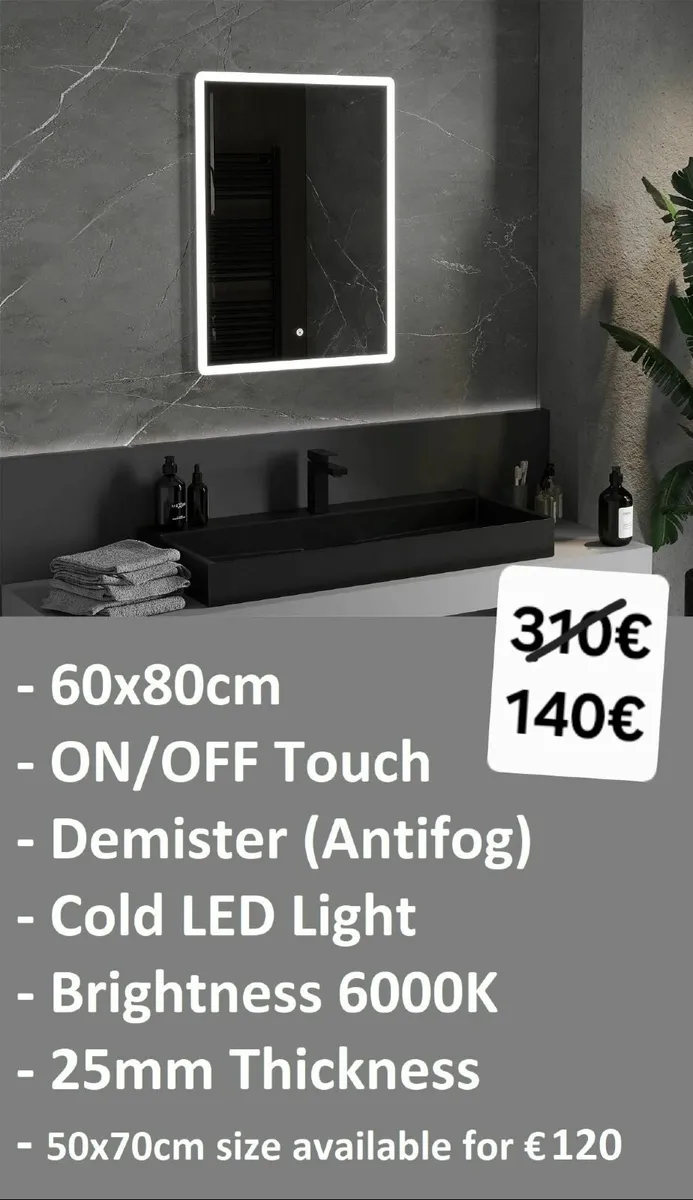 LED Bathroom Mirror 60x80cm - Image 1