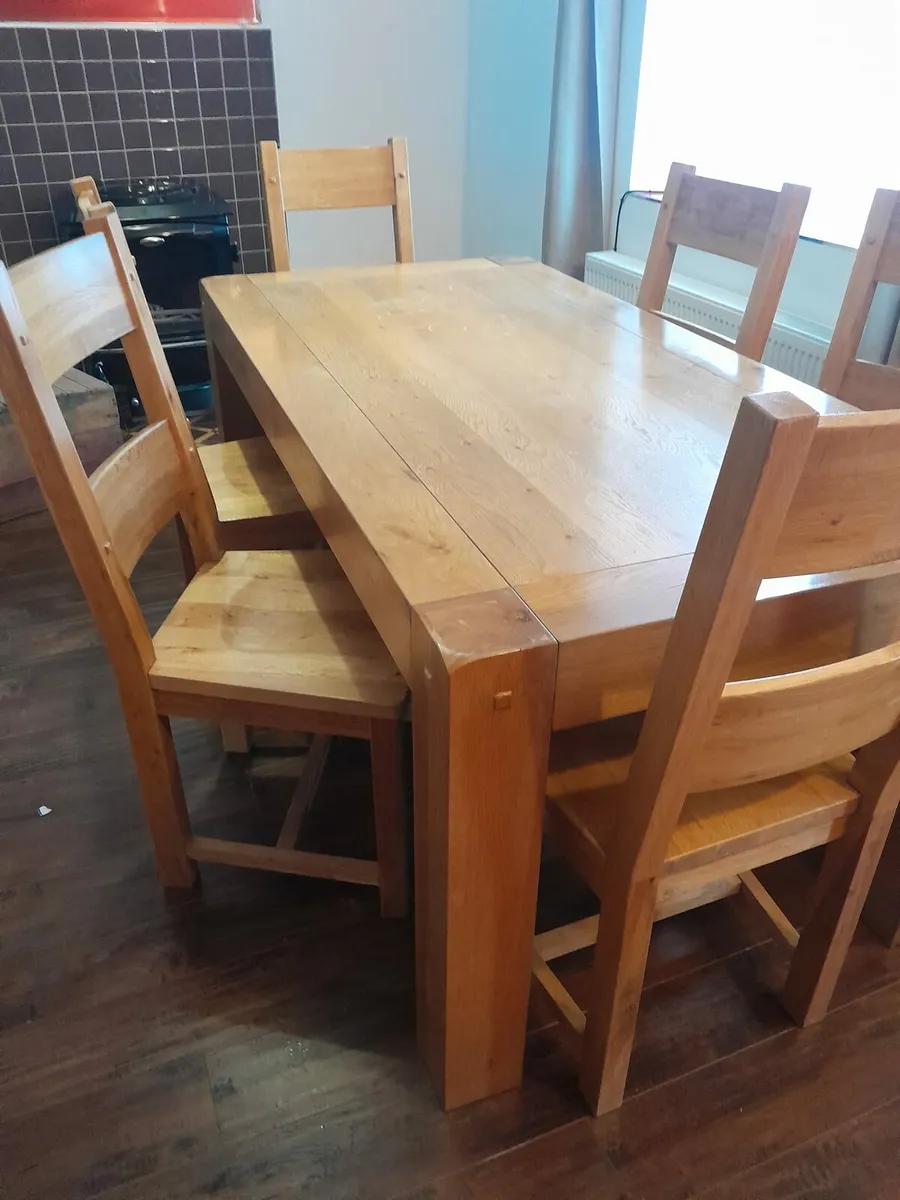 Solid Oak Table and 6 Chairs - Image 2