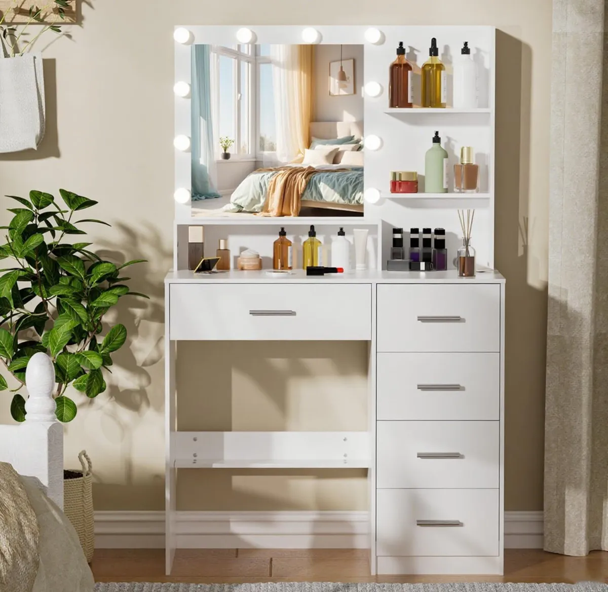 Puselo Vanity Desk with Mirror and Lights - Image 1