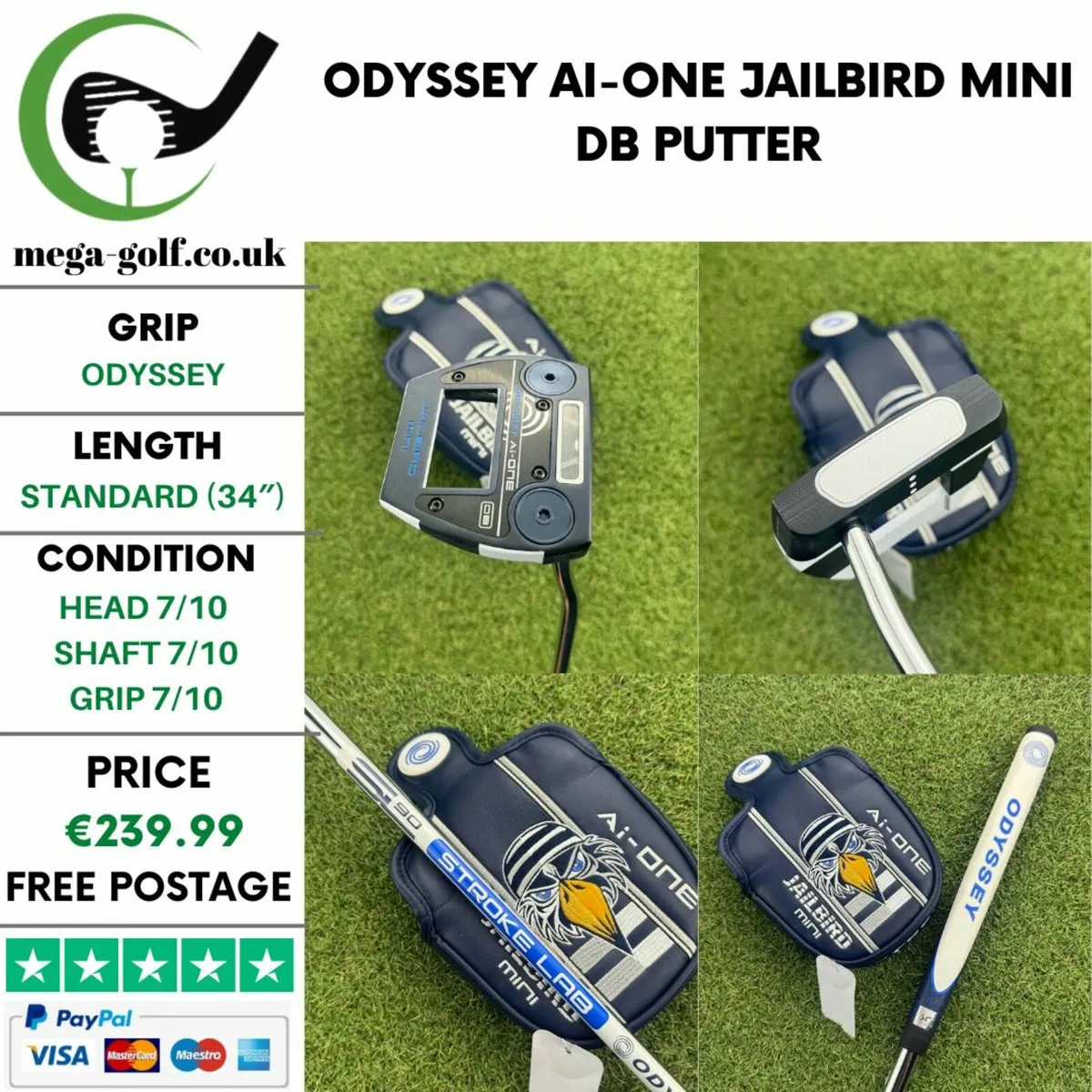 Odyssey Ai-One Jailbird Mini Db Putter / 34″ - Image 1