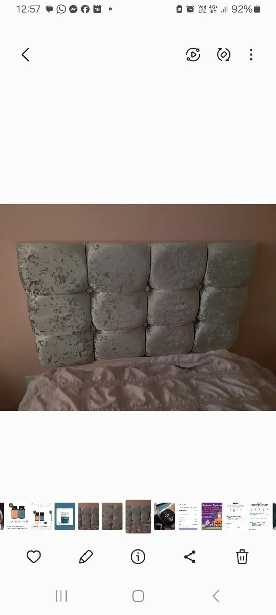Velvet Headboard, Single Bed x 2 - Image 2