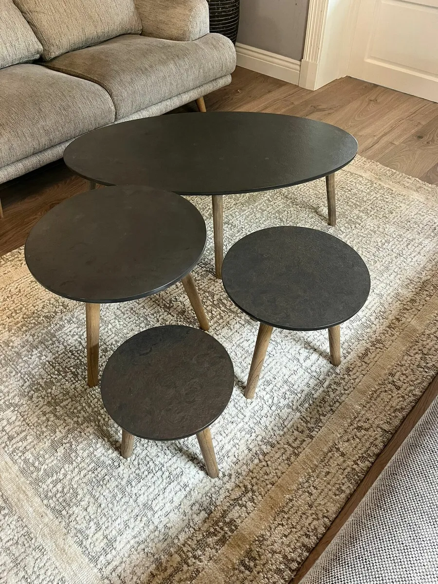 Stone Nest of tables & coffee table - Image 1