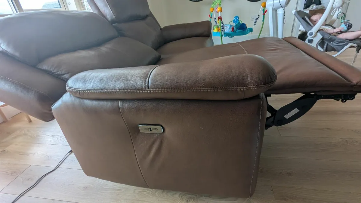 Brown Leather Couch x2 - Image 1