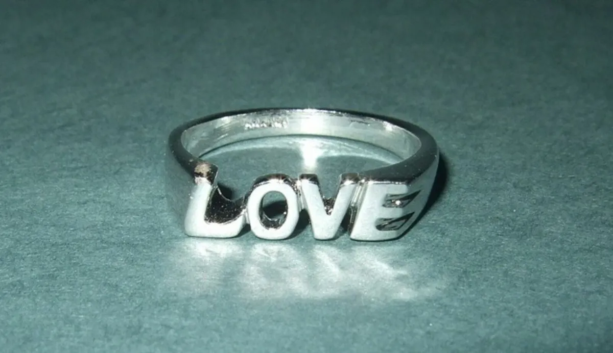Vintage Hallmarked Silver 'Love' Ring - Image 1