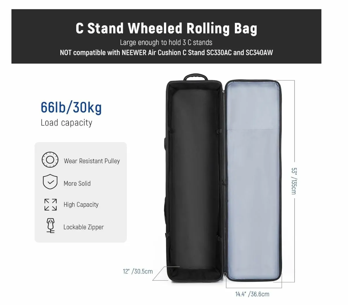 Neewer C Stand Wheeled Rolling Bag - Image 3