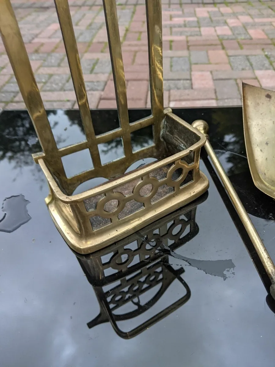 Vintage Brass Fireplace Tool Set - Image 2