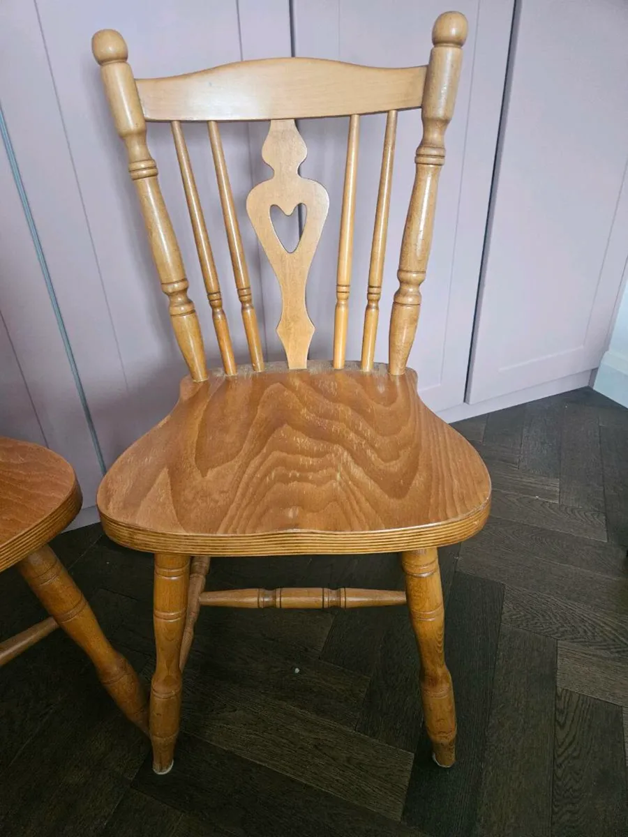 Pair of Solid Windsor Dining Chairs Heart Ba - Image 2