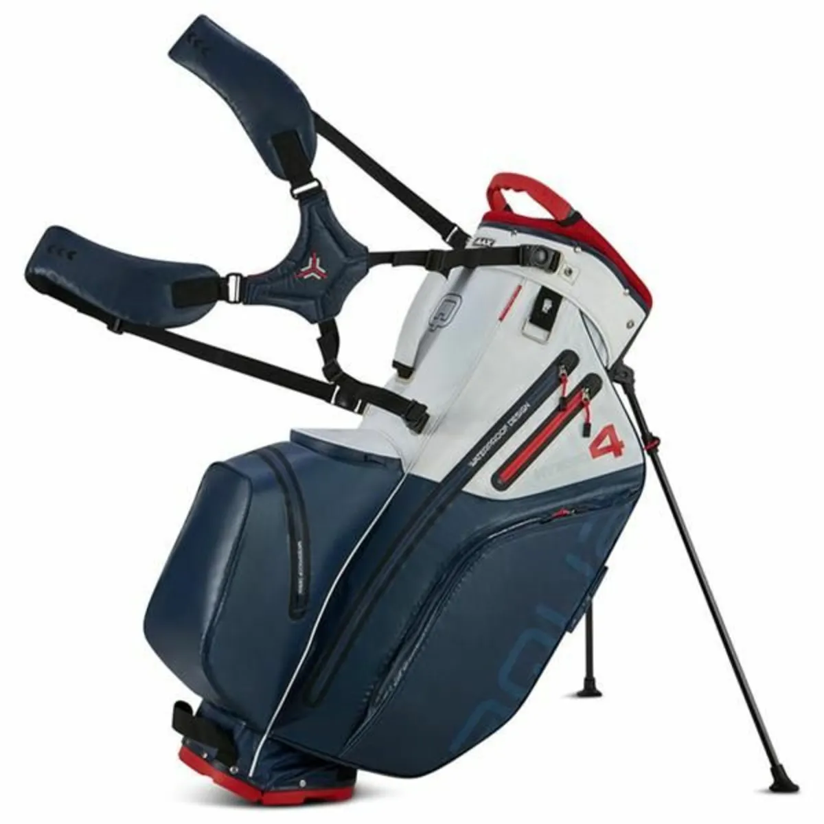 Big Max Aqua 4 Golf Bag – Black/Charcoal/Red - Image 1