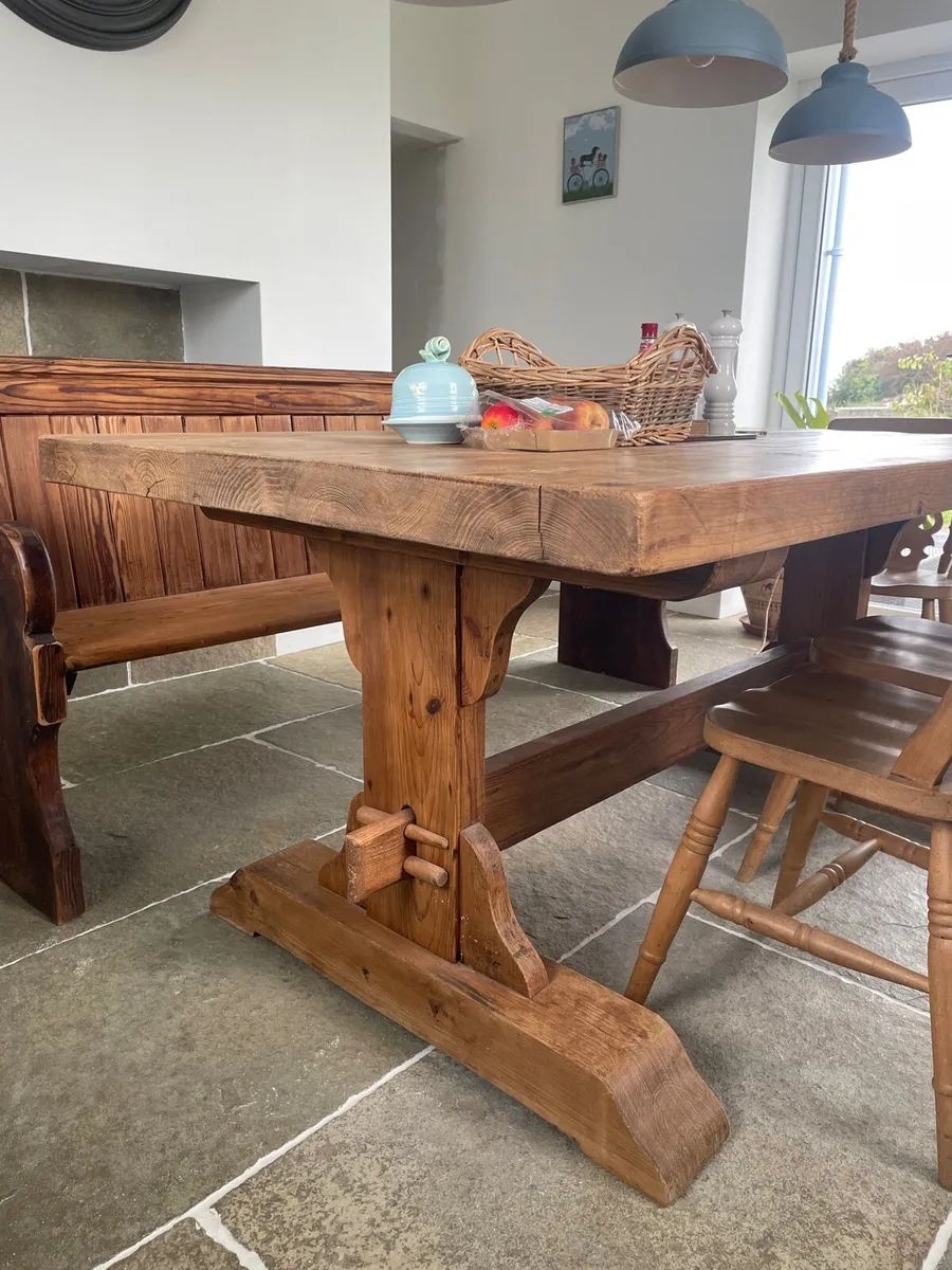 Farmhouse table pew and chairs - Image 3