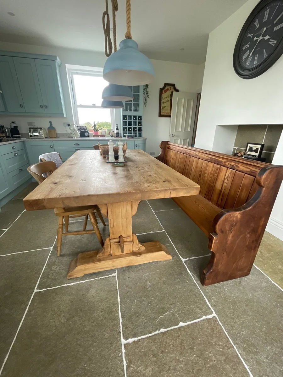 Farmhouse table pew and chairs - Image 4