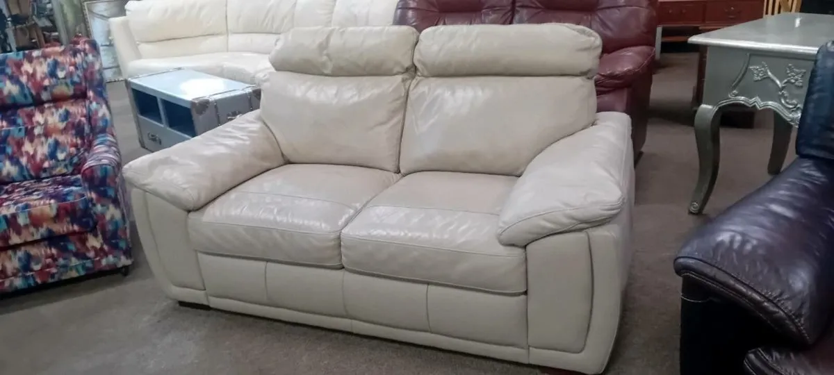 Good Quality Real Leather Two Seat Sofa - Image 2