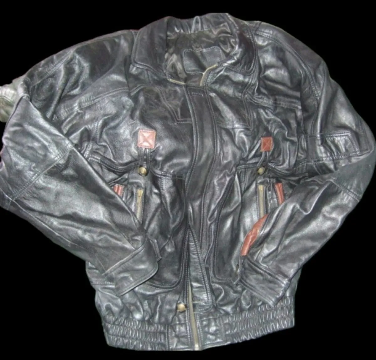 Vintage Black/Brown Authentic Leather Jacket - Image 2