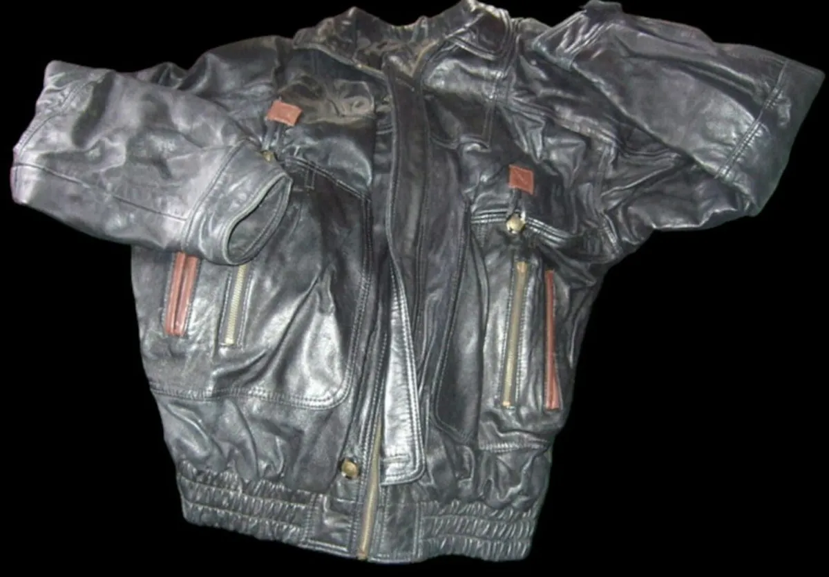 Vintage Black/Brown Authentic Leather Jacket - Image 4