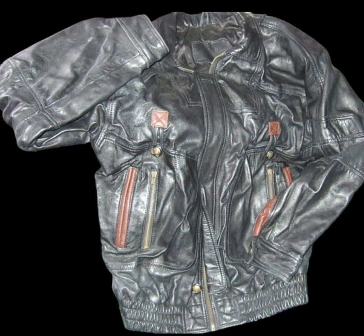 Vintage Black/Brown Authentic Leather Jacket - Image 1
