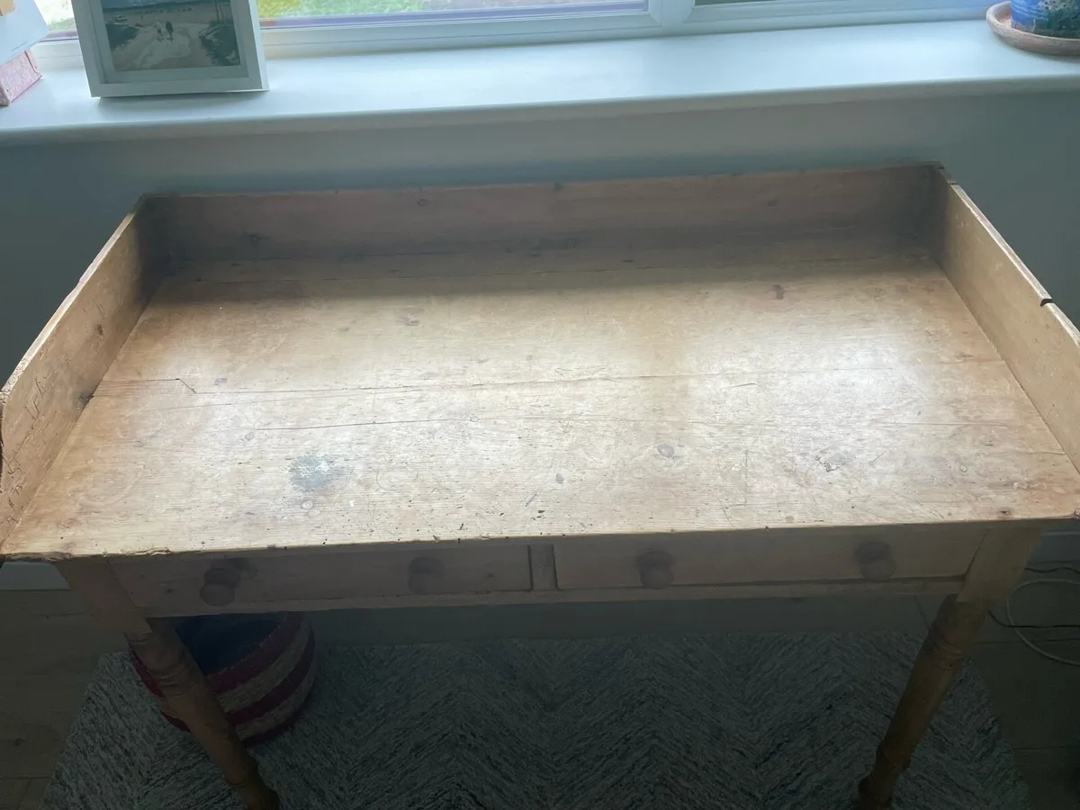 Antique Pine Desk - Image 3