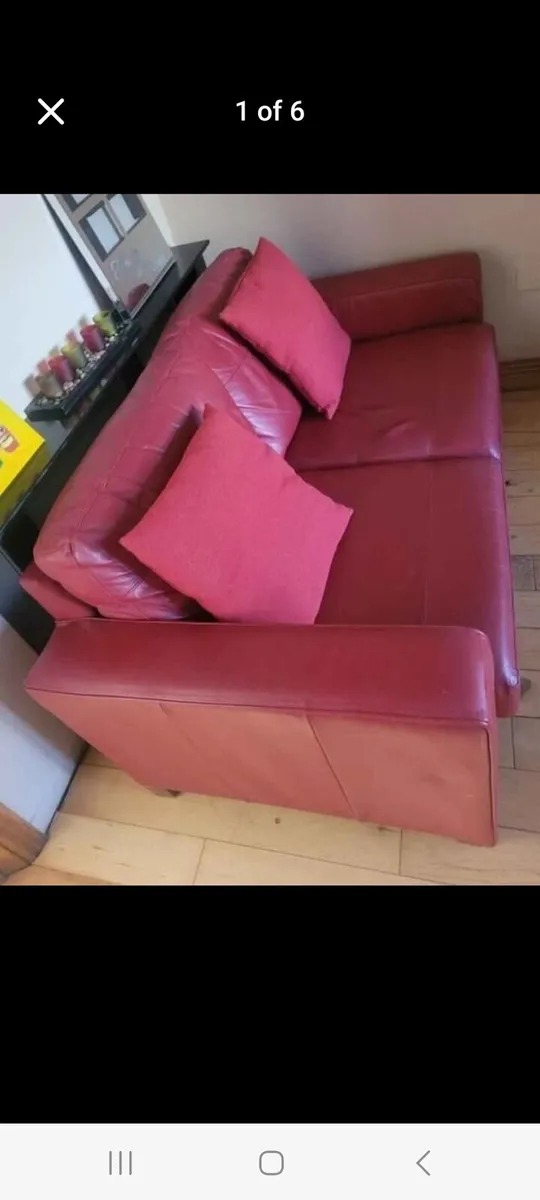 Red leather couch - Image 1