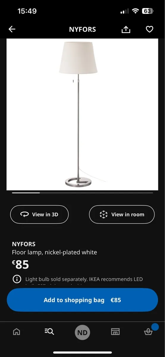 3 x Ikea Nyfors Floor Lamps - Image 3