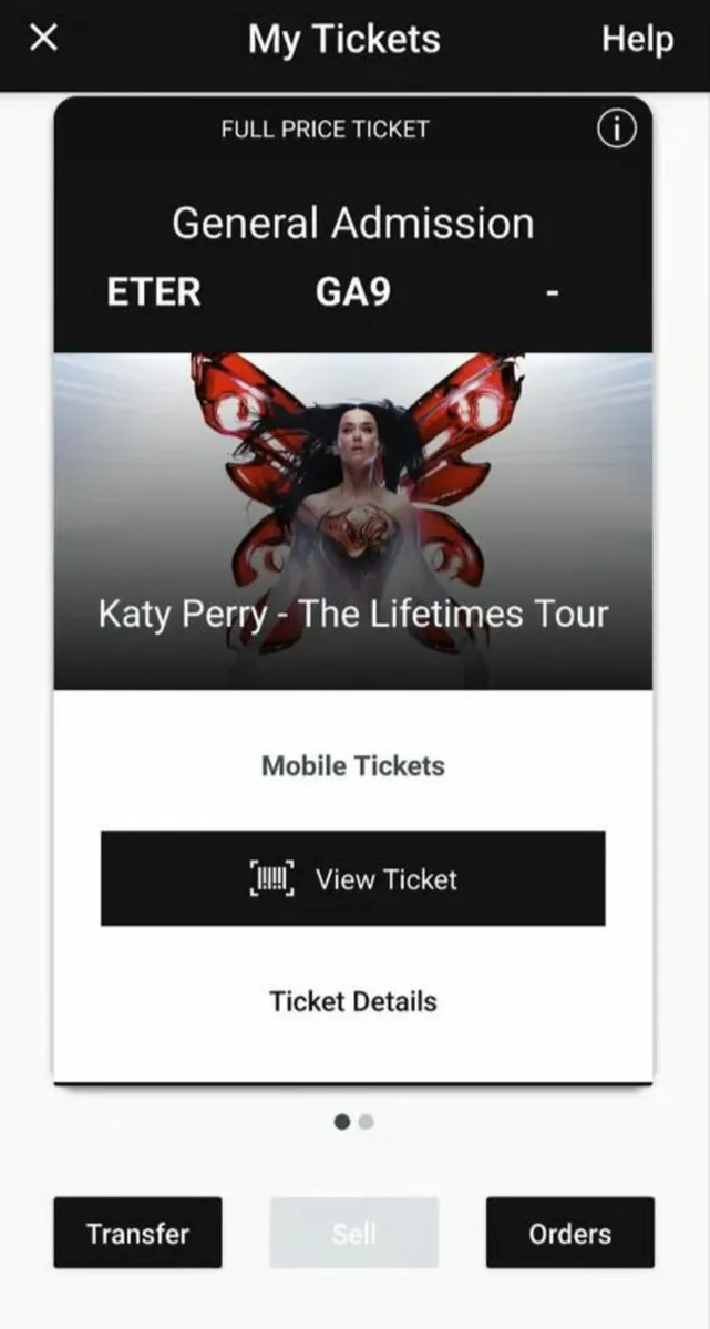 Katy Perry tickets x 2 - Belfast - Image 1