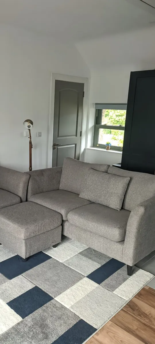Grey couch and matching foot stool - Image 1