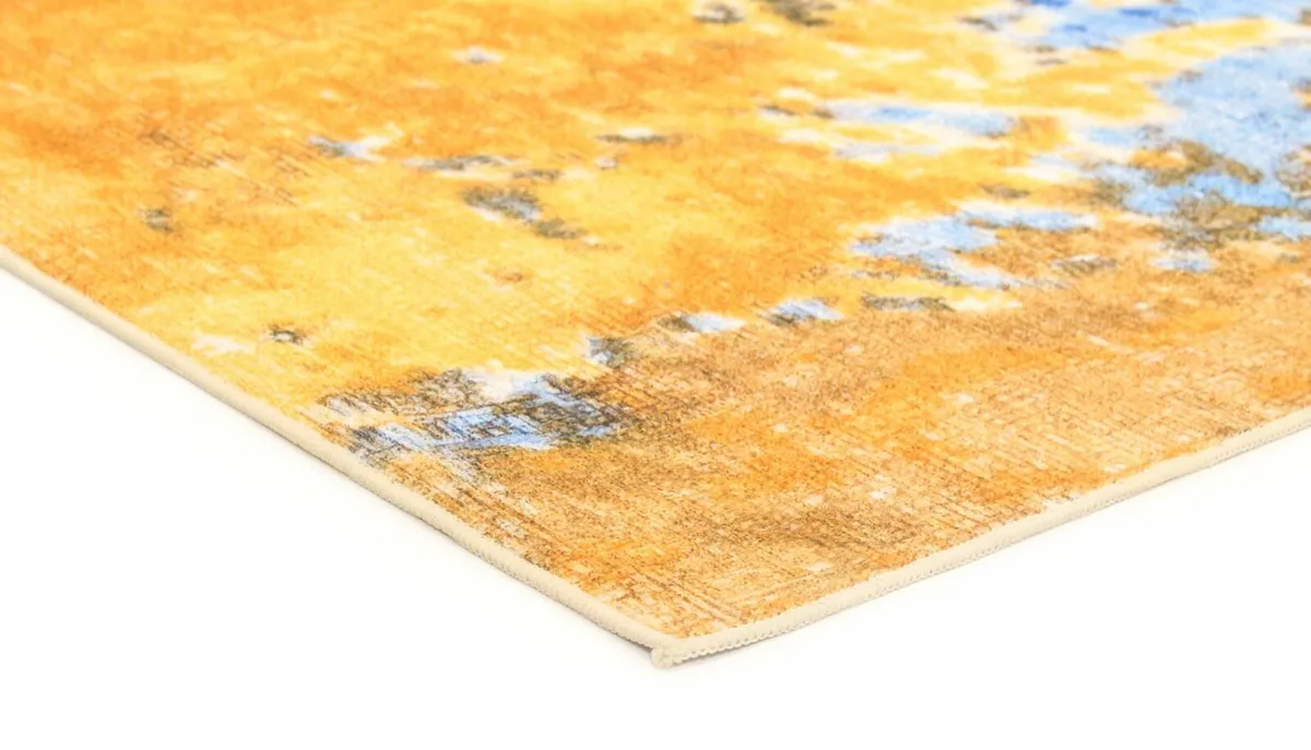 Modern Abstract Area Rug Blue Yellow Multicolour L - Image 4