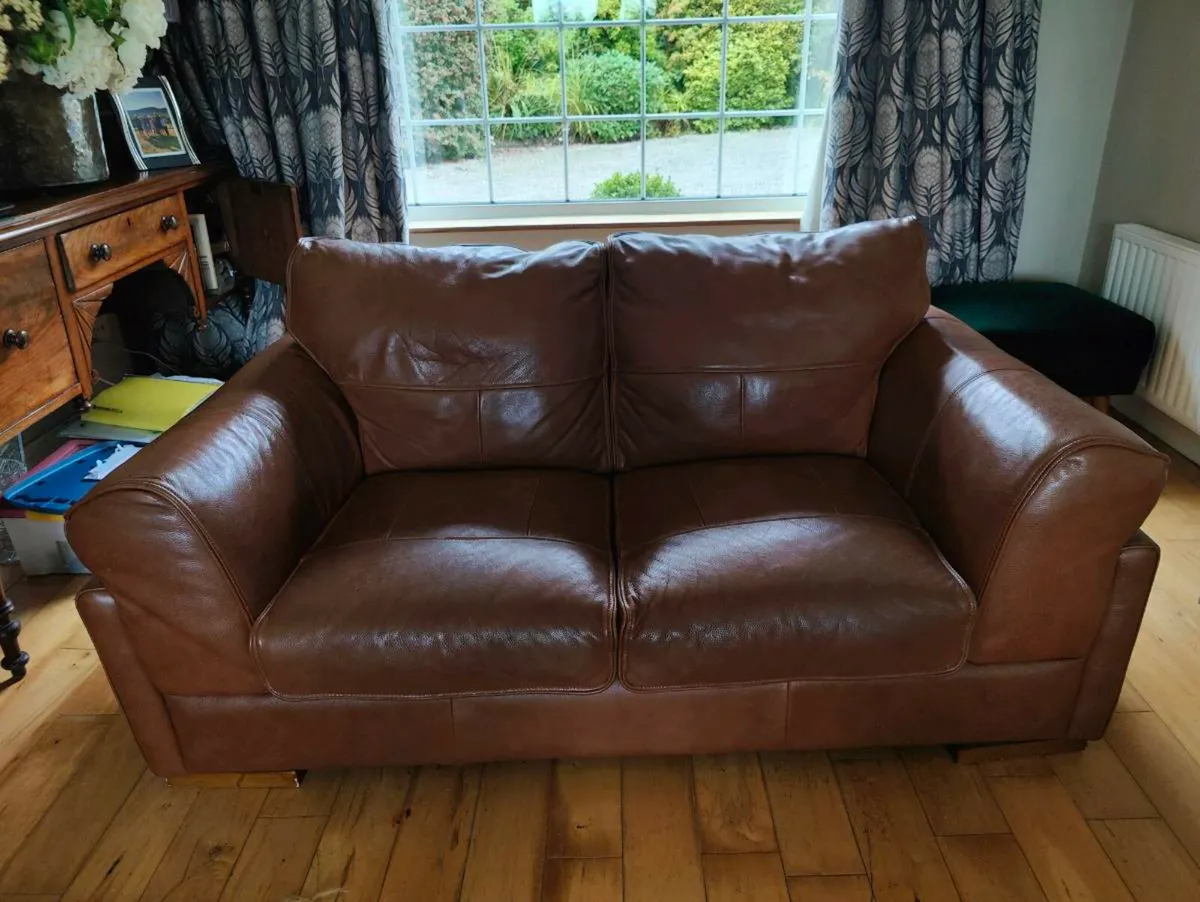 Tan Leather Couch - Image 1