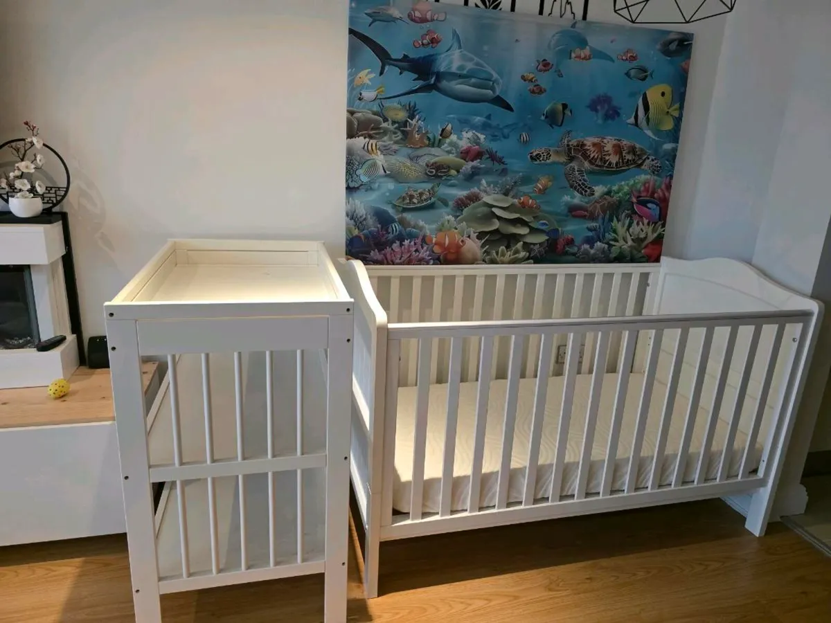 Cot bed  and Changing table - Image 1
