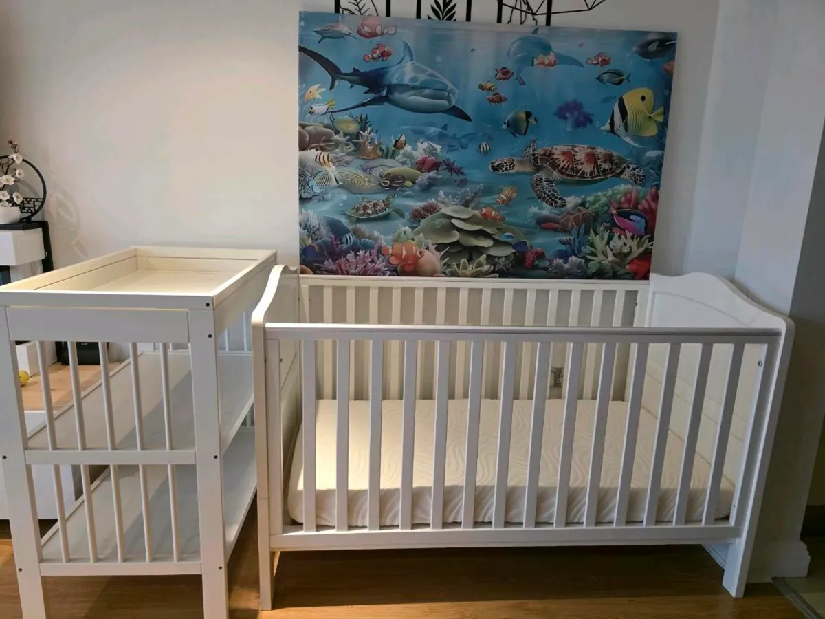 Cot bed  and Changing table - Image 2