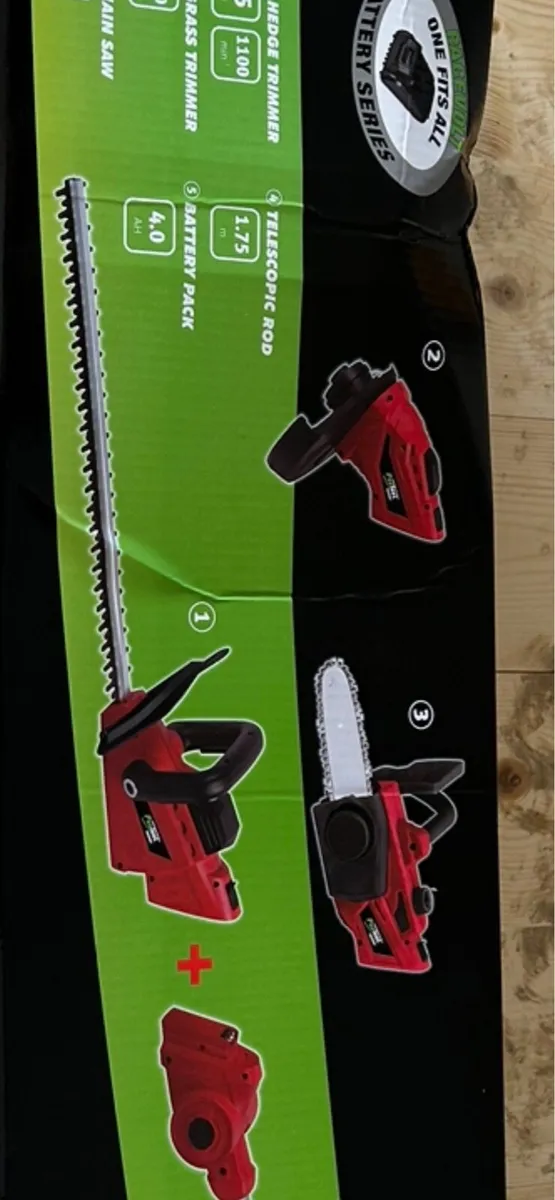 Battery chainsaw, Strimmer, hedge trimmer - Image 1