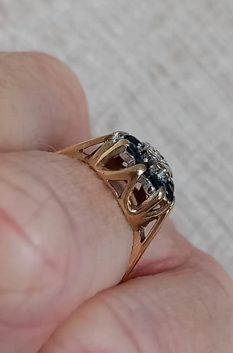 Vintage Gold  T.A.D Diamond & Sapphire Ring - Image 4