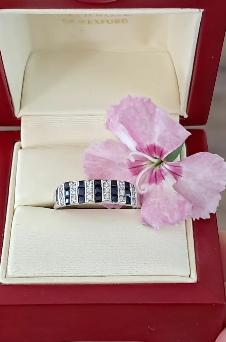White Gold Sapphire Ring - Image 1