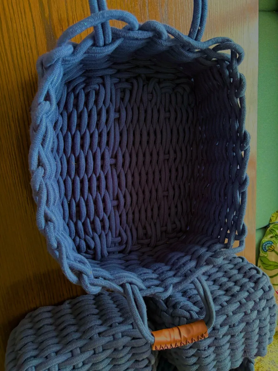 Set of Navy Blue Woven Baskets - Image 2