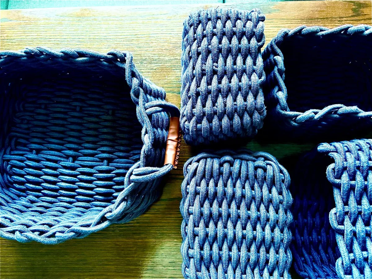 Set of Navy Blue Woven Baskets - Image 1