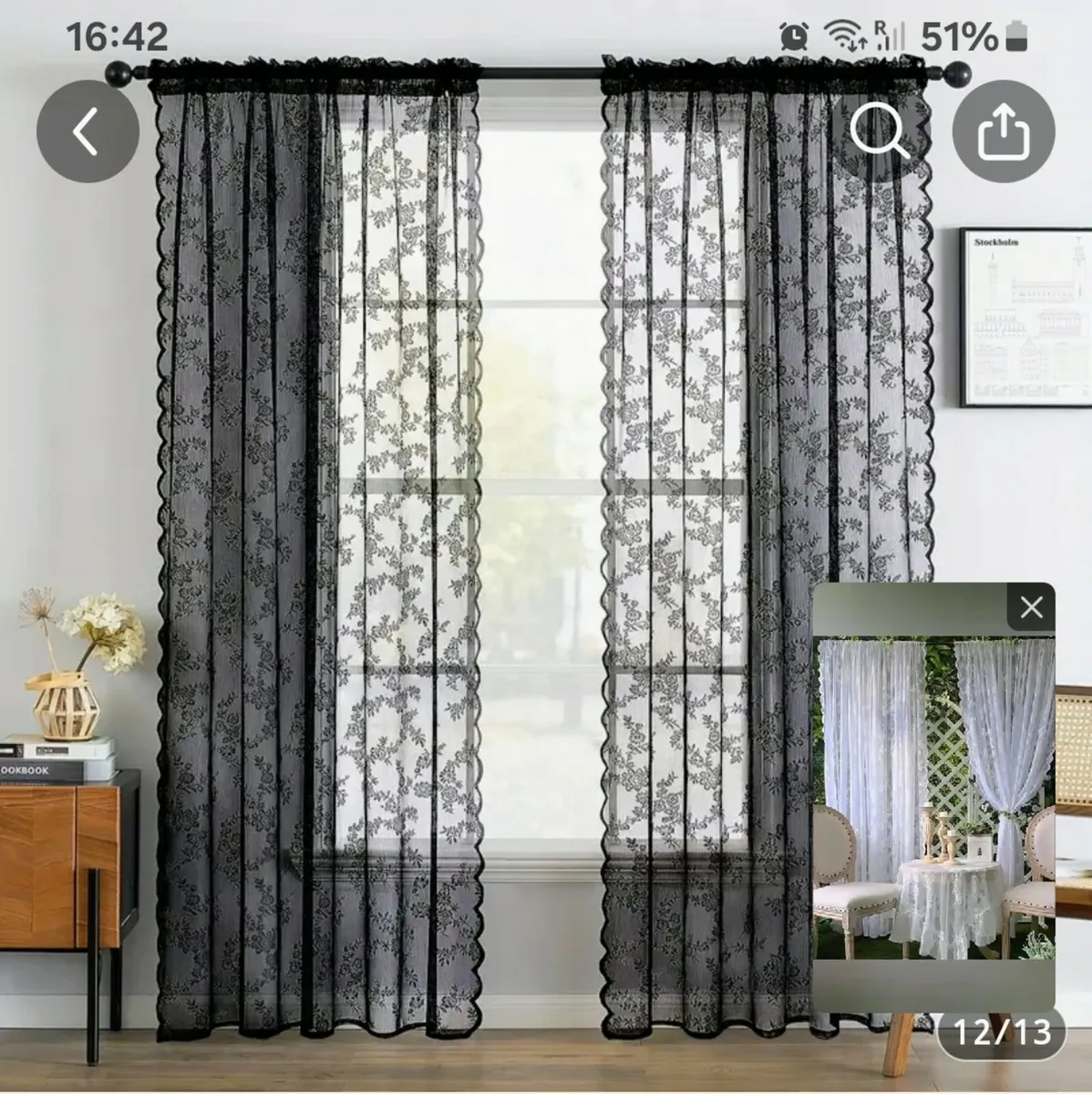 Black lace curtains