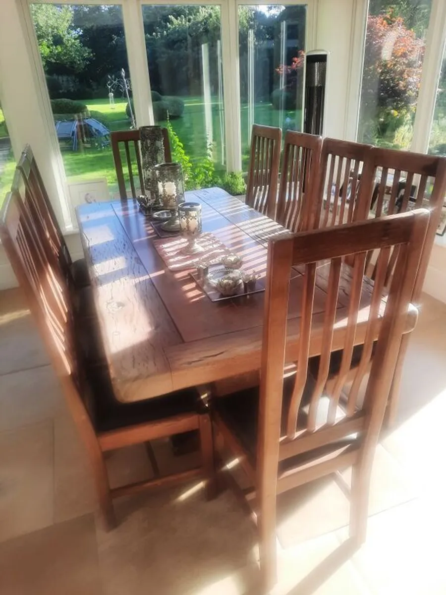 Kitchen table and 10 chairs - Image 1