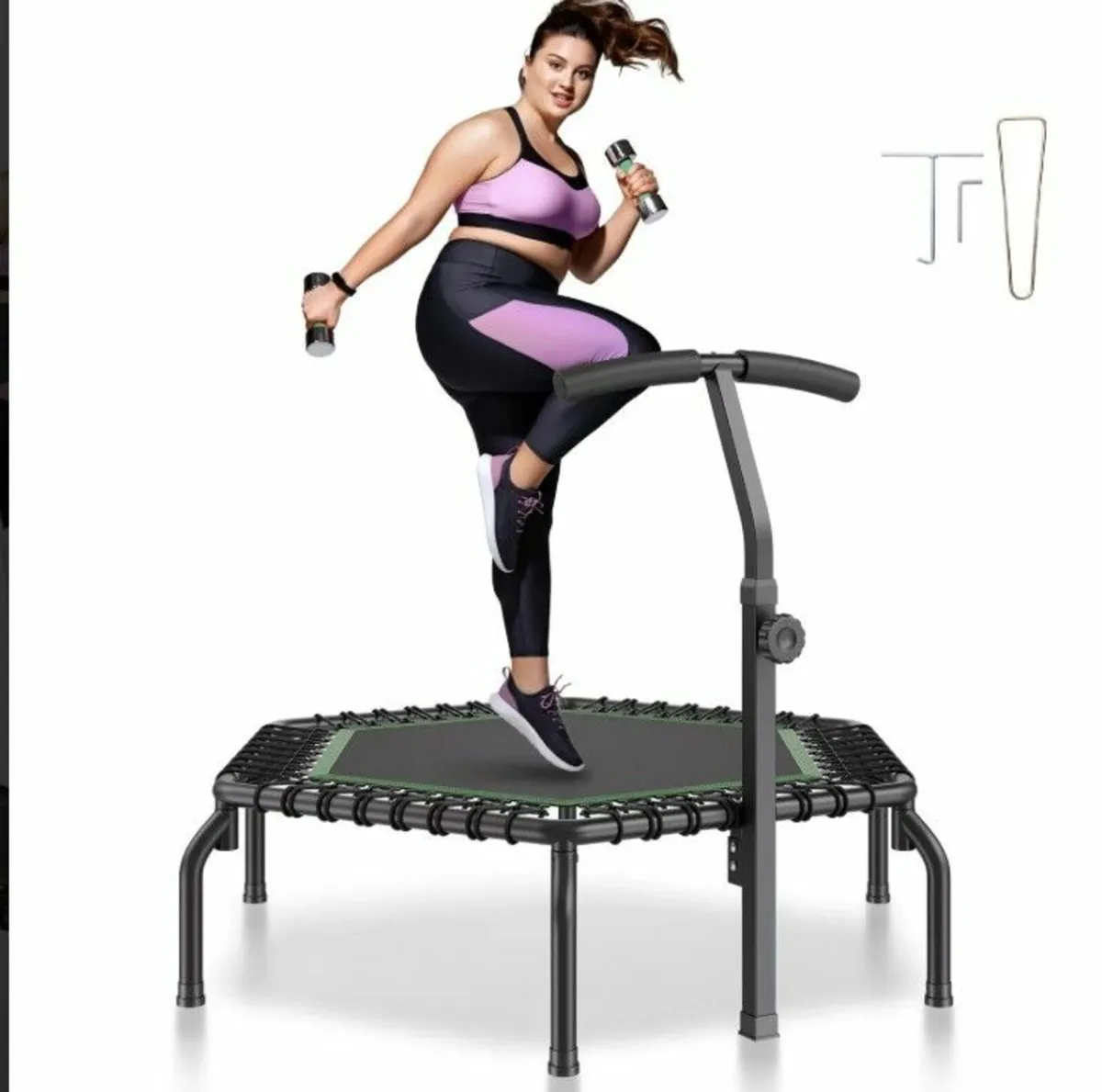 Fitness Trampoline with Handle Heavy Duty 205kg Ca - Image 2
