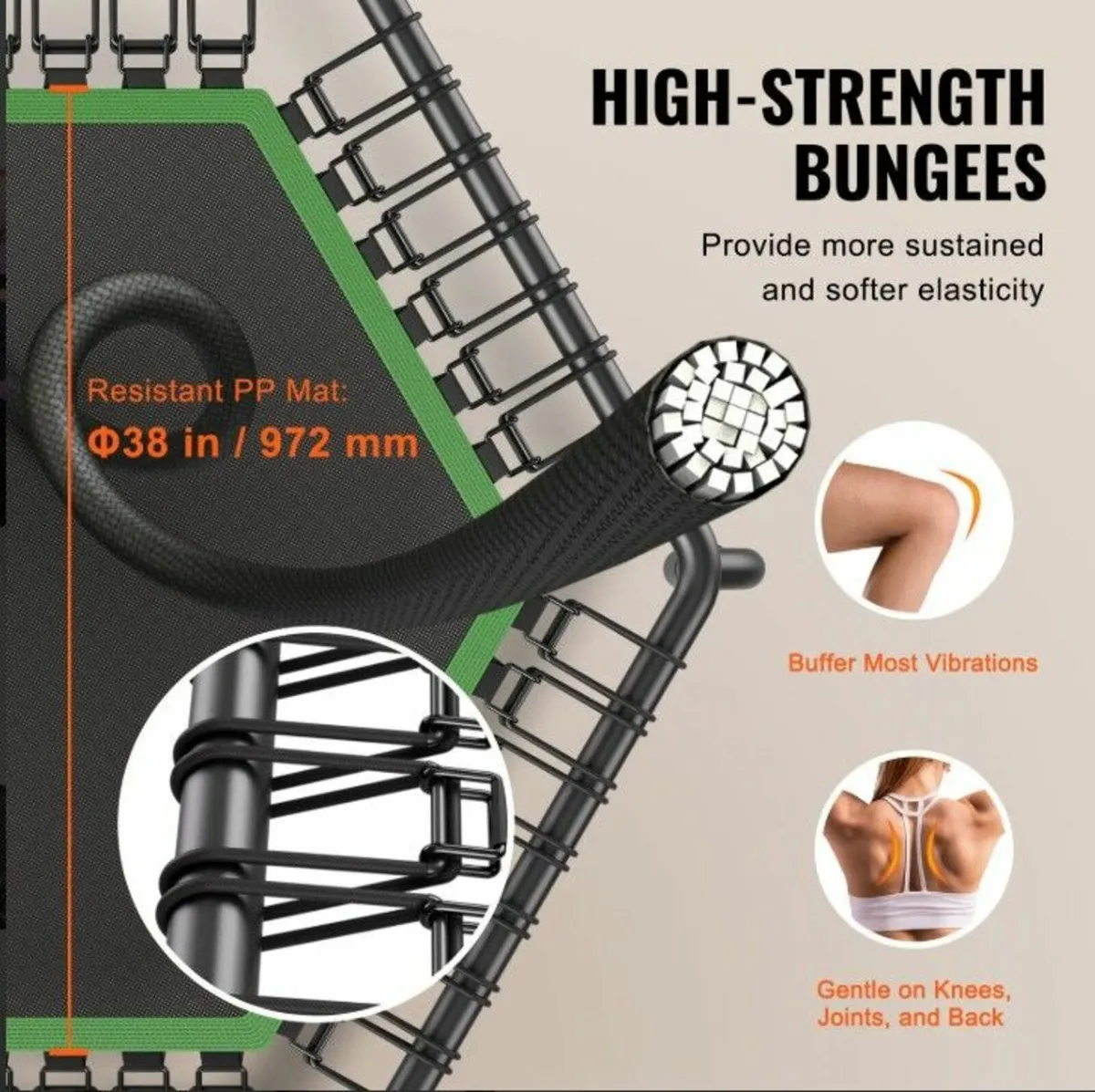 Fitness Trampoline with Handle Heavy Duty 205kg Ca - Image 3