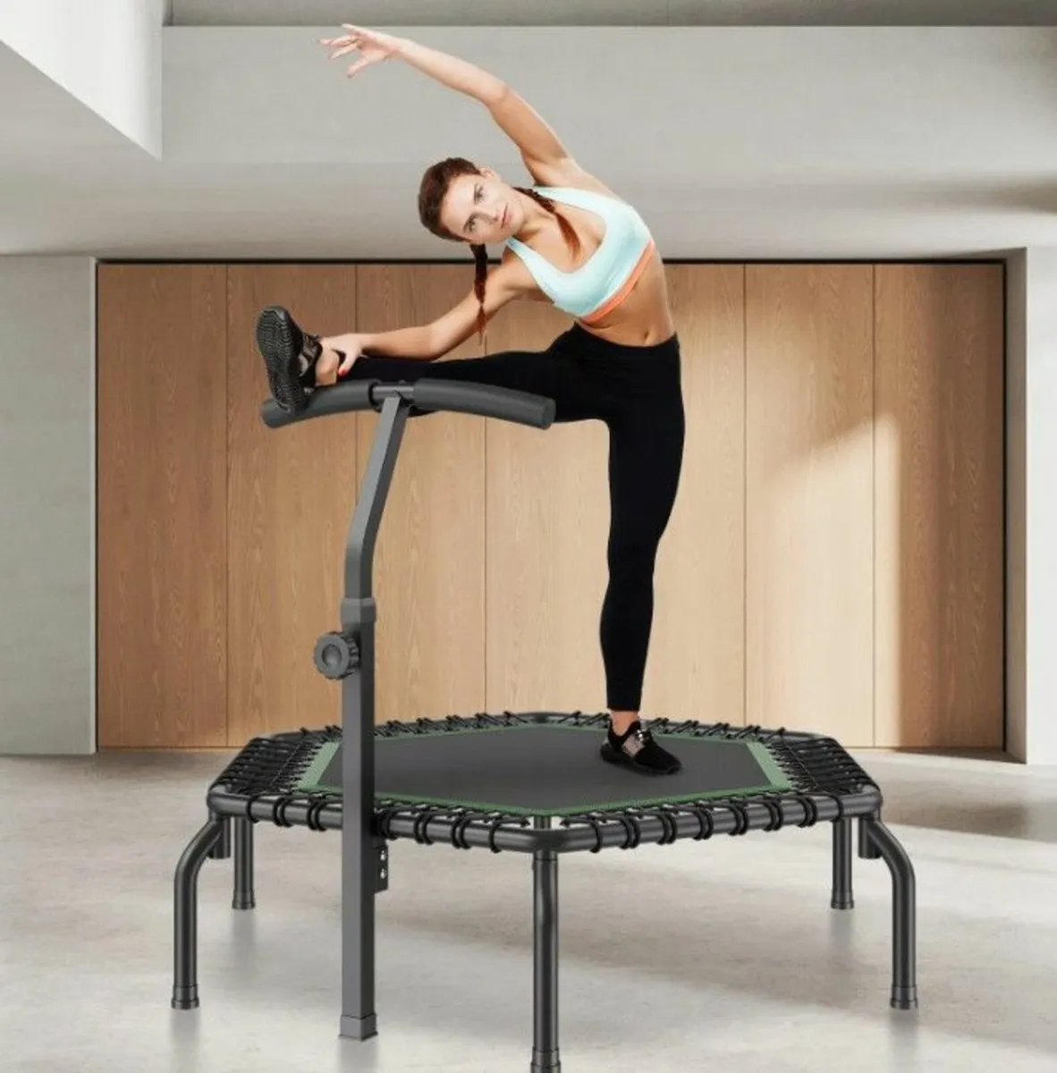 Fitness Trampoline with Handle Heavy Duty 205kg Ca - Image 1